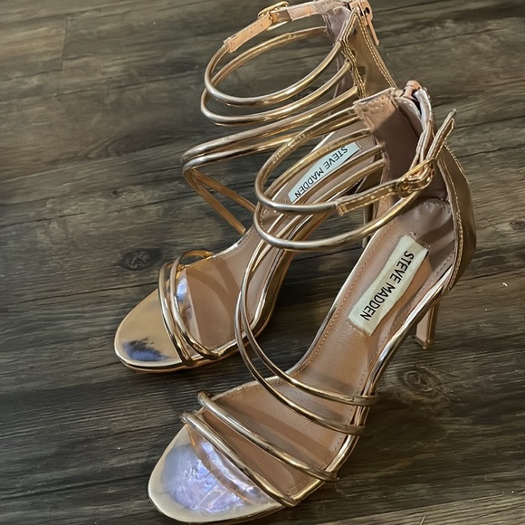 Rose Gold Steve Madden Strappy Sandals - Picture 2 of 4